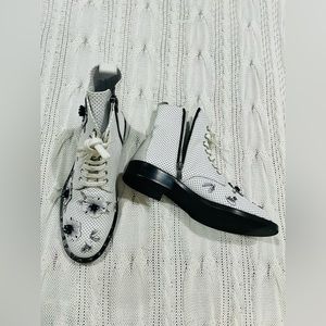 White genuine leather women’s ankle boots